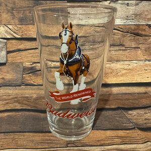 Budweiser Clydesdales World Renowned Pint Beer Glass Collectible Barware Wreath
